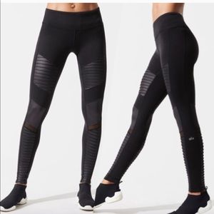 Alo Black Moto Leggings mesh